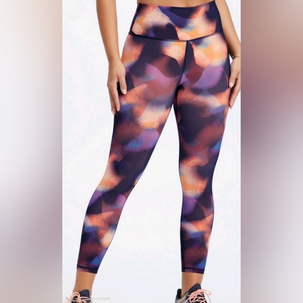 Fabletics Purple and Orange Abstract Leggings - image 1